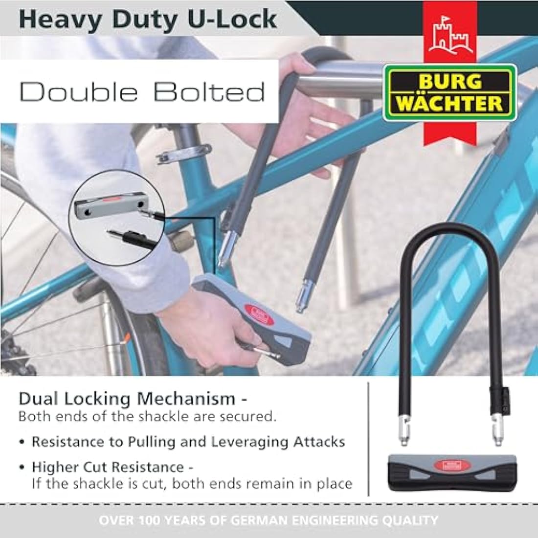 Burg Wachter 273S Sold Secure Gold Approved D Lock, Grey/Black, Large