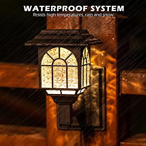 LeiDrail Solar Fence Lights Solar Lights Outdoor Garden LED Solar Powered Outdoor Wall Lights Waterproof Decor for Patio Yard Warm White 4 Pack