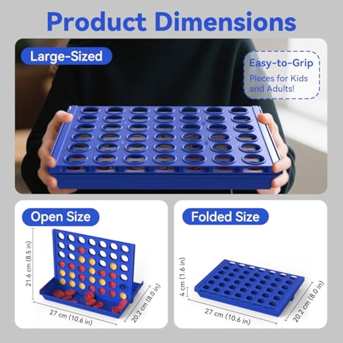 Pup Go Big Size 4 in a Row Board Game for Kids Ages 3-8, Perfect Educational Family Garden Games for Boys & Girls, 2 Player Strategy Game with 6 Spare Discs, Foldable Design (Big Size)