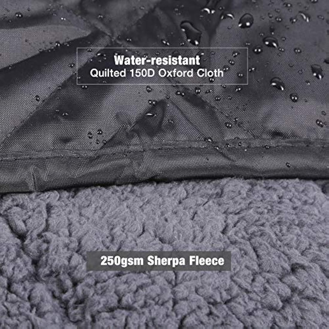 REDCAMP Large Waterproof Camping Blanket Thermal with Sherpa Lining, 200x200 cm Windproof Outdoor Blanket for Cold Weather Winter Stadium Travel Sports,Washable Black