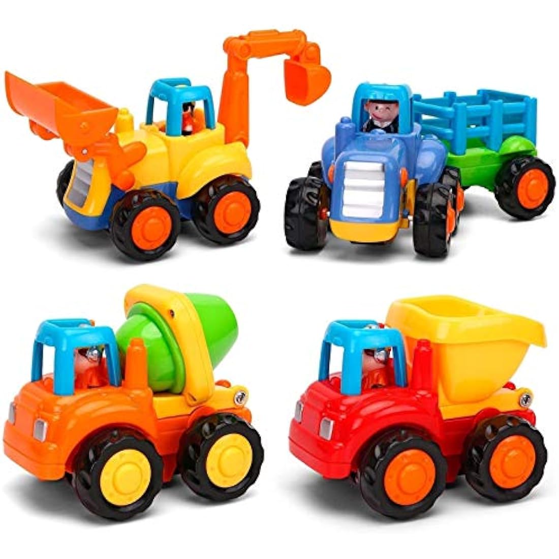 MOONTOY Baby Car Toys Push and Go Friction Powered Car Toys Tractor Bulldozer Dumper Cement Mixer Engineering Vehicles Toy for Boys Girls Kids Gift Early Education Toy 18 Month