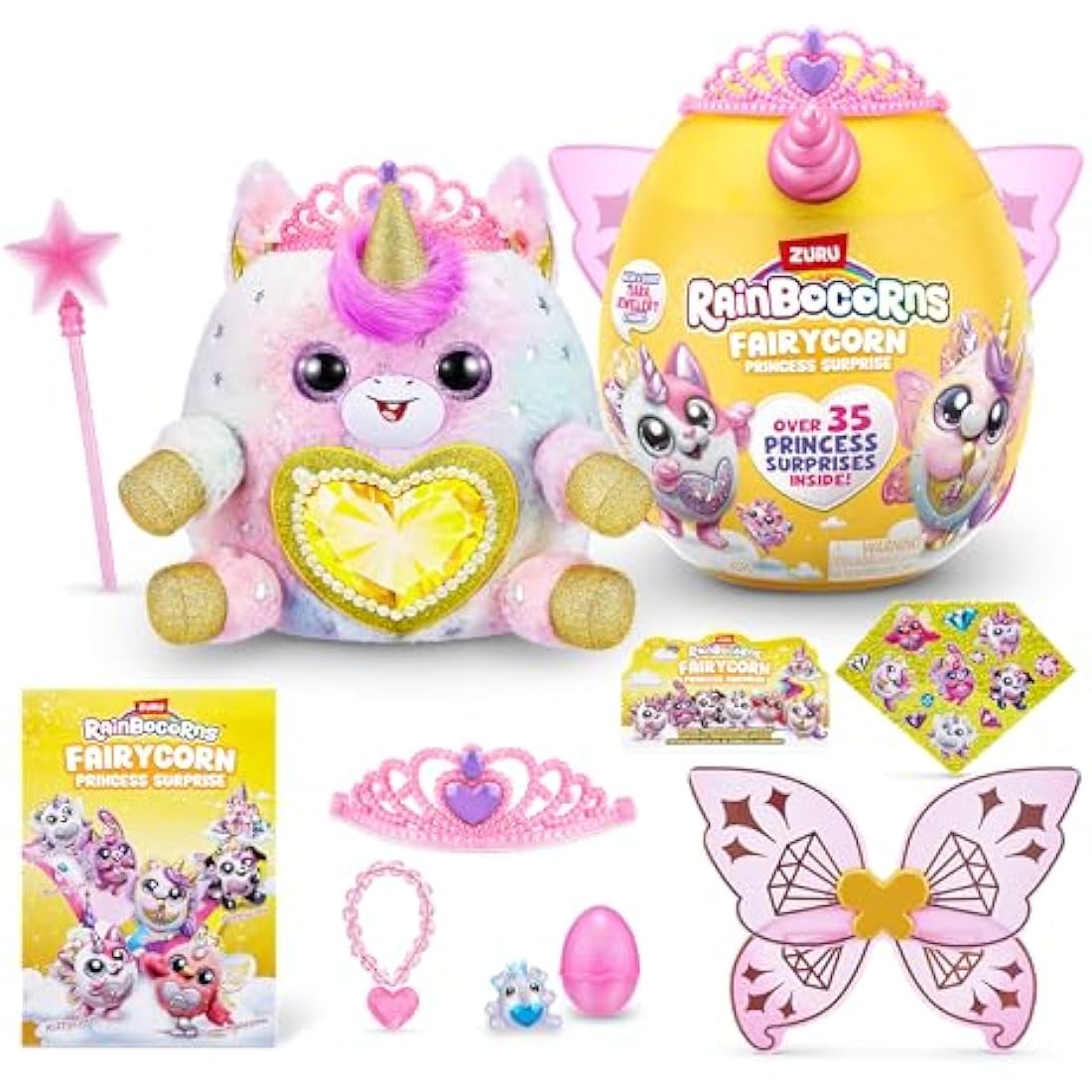 Rainbocorns Fairycorn Princess Series 6 Ruby the Unicorn - Collectible Plush - Magical Fairy Princess Surprises, Cuddle Plush Stuffed Animal, Stickers (Unicorn)