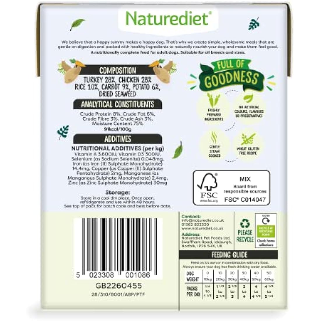 Naturediet - Feel Good Wet Dog Food, Natural and Nutritionally Balanced, Senior-Lite, 390g (Pack of 18)