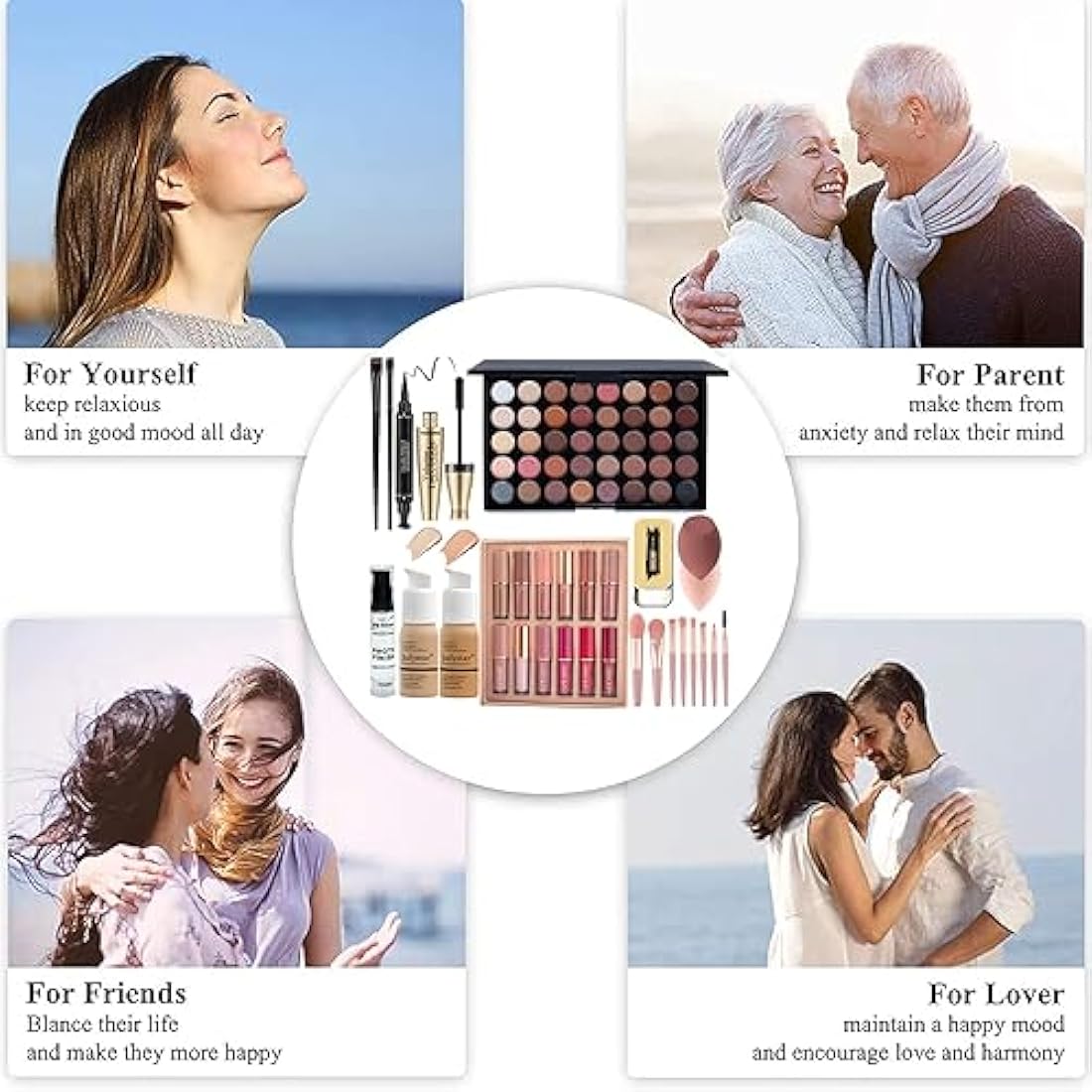 Make-Up Sets,All In One Make Up Set For Women,Makeup Kit Includes 40 Colors Eyeshadow Palette Mascara Foundation & Face Primer Eyeliner Stamp Lip Gloss Set Eyebrow Soap Makeup Sponge