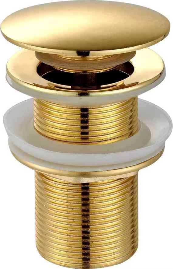 Unslotted Gold Basin Waste by Arty Bathrooms - Gold Pop Up Sink Waste without Overflow - Standard 1.1/4" Connection - Click Clack Push Button