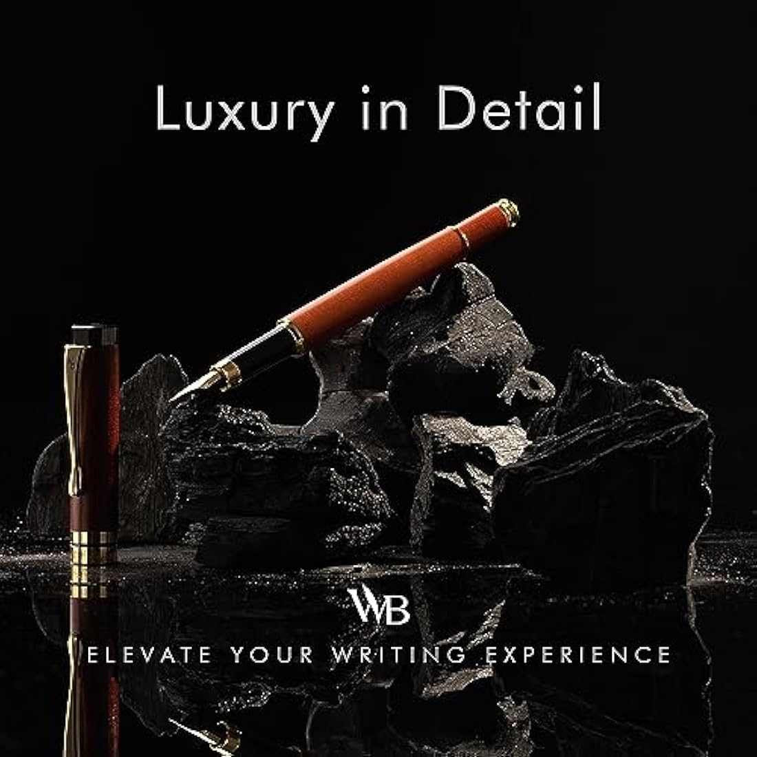 Wordsworth & Black Fountain Pen Set, Luxury Bamboo Wood - Extra Fine Nib, Gift Case; Includes 6 Ink Cartridges, Ink Refill Converter -Journaling, Calligraphy; Drawing, Smooth Writing [Cherry Wood]