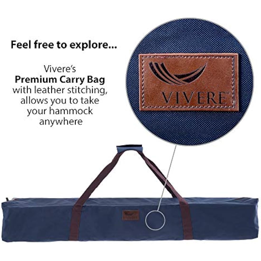 Vivere, Denim Double Cotton Hammock with Space-Saving Steel Stand including Carrying Bag