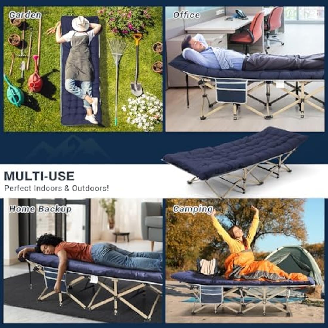 OVERMONT Oversized Folding Camping Bed for Adults,75 * 28" Extra Wide,2400D Oxford fabric,550lbs Load Capacity,Heavy Duty Sleeping Beds with Carry Bag, Portable Travel Camp Beds