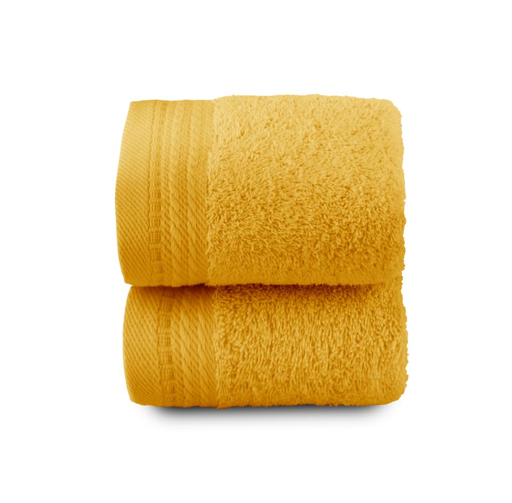 RIZO Top Towel - Set of 2 Bidet Towels - Bath Towels - Small Towels - 100% Combed Cotton - 600 g/m2 - Measure 30 x 50 cm - Gold