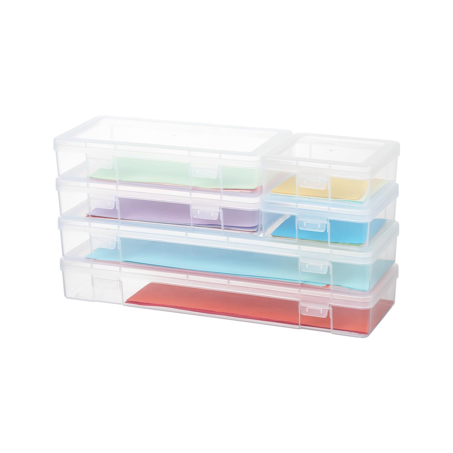 novelinks Stackable Plastic Clear Storage Box Containers with Latching Lid - Art Craft Supply Organizer Storage Containers for Pencil Box, Lego