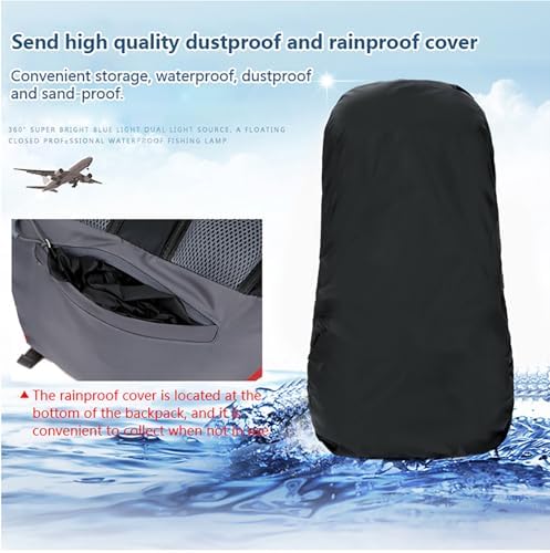Bseash 60L Waterproof Hiking Camping Backpack with Rain Cover, Lightweight Outdoor Sport Travel Daypack Rucksack for Climbing Skiing
