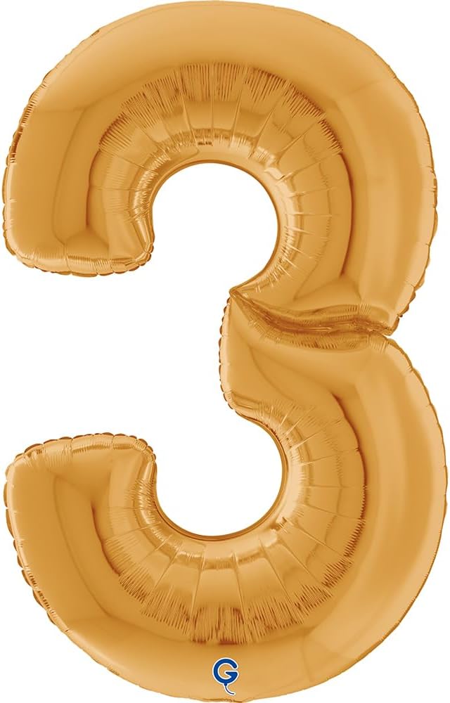 grabo  Number   3  Gold Giant 64" Balloon