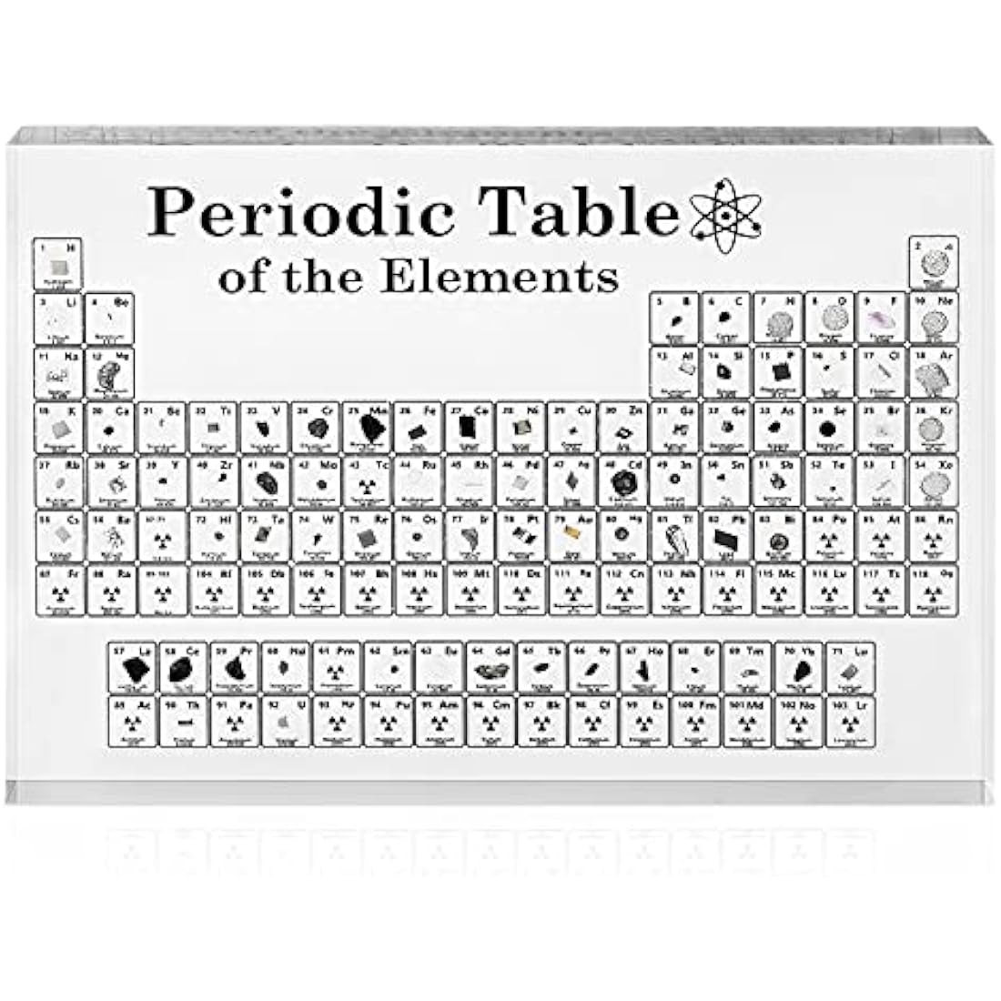 Bomoya Periodic Table with Real Elements Samples,Acrylic Periodic Table Display with Elements Teaching Tool Student Teacher Gift Craft Decoration