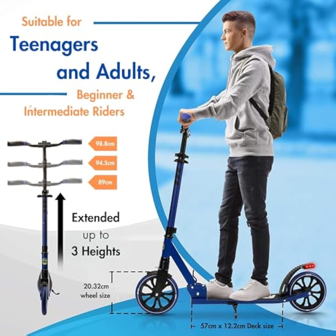 SereneLife, Kick Scooters, Scooter, Kids Scooters, Scooter for Kids Ages 8-12, Girls Scooter, Boys Scooter, Stunt Scooters for Teenagers 11-15, Folding Kick Scooter, Adult Scooters with Big Wheels