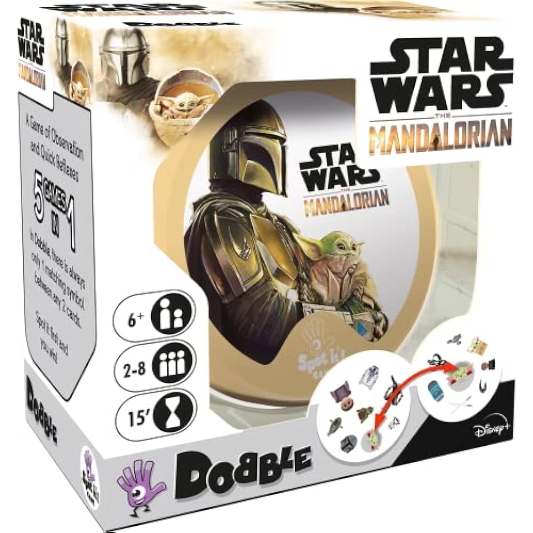 Asmodee | Dobble Star Wars Mandalorian | Card Game | Ages 6+ | 2-8 Players | 15 Minutes Playing Time