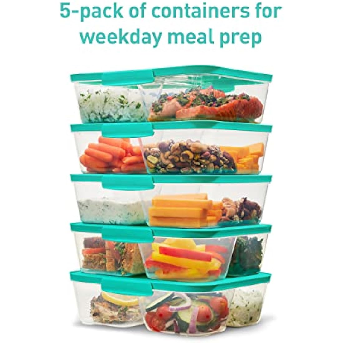 Sistema NEST IT Meal Prep Containers | 1.9 L | Airtight Food Storage Containers with Compartments & Lids | School Lunch Boxes | Green | 5 Count