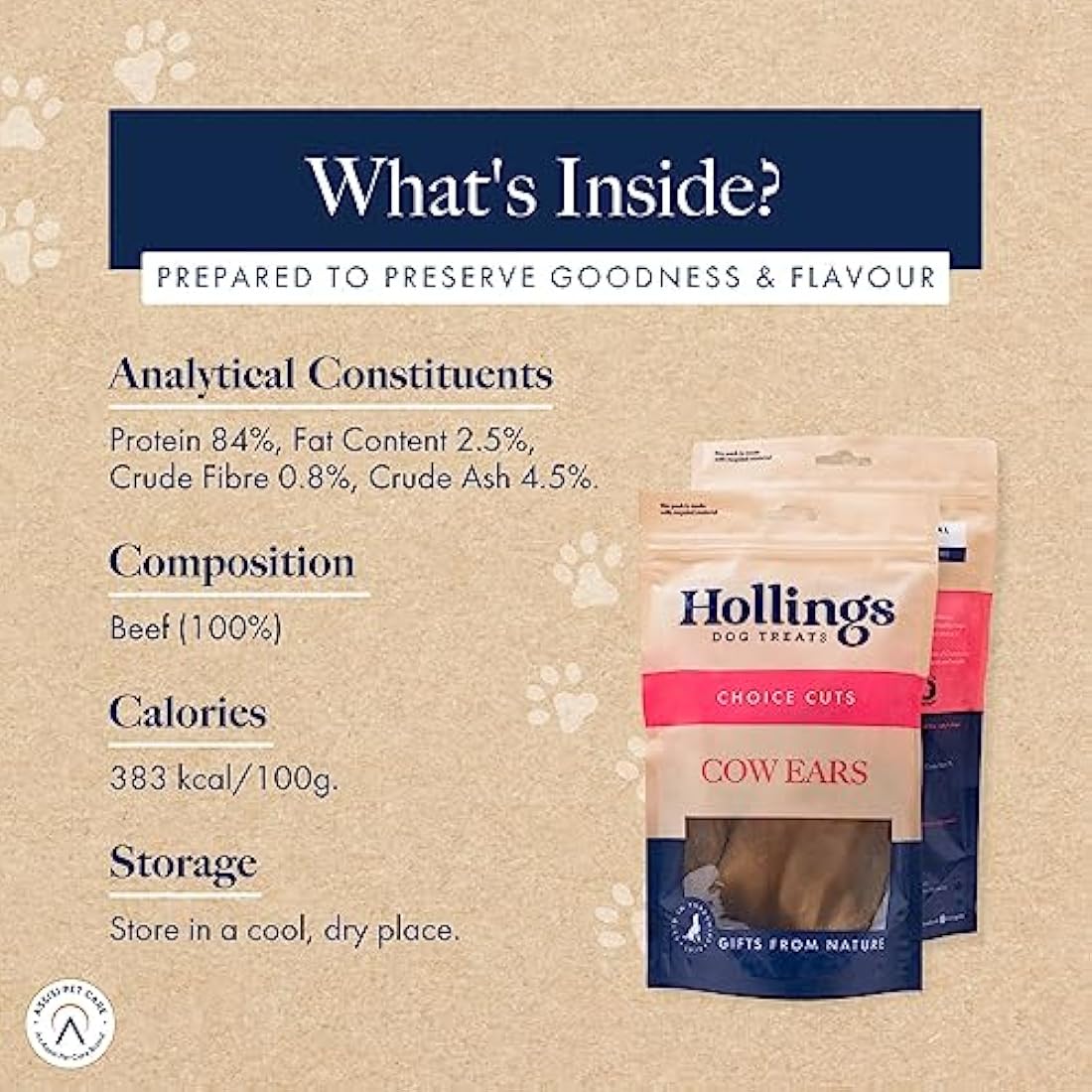 Hollings Cow Ears Dog Treats, 100% Natural & Nutritious Long Lasting Chew Treats for Adult Dogs, Grain Free & High in Protein (50 Loose)