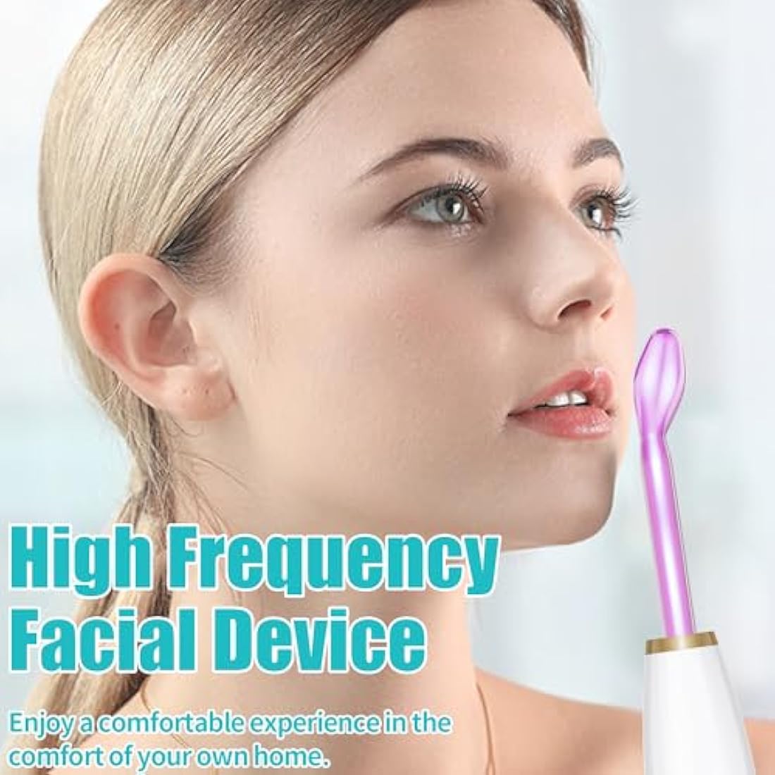 TUMAKOU High Frequency Facial Machine - Portable Purple High Frequency Facial Skin Light Therapy Wand - with 6 Argon Tubes - Skin Tightening Machine for Hair Regrowth,Acne,Wrinkle Removal,Anti Aging