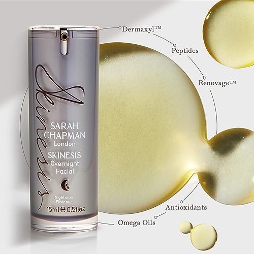 Sarah Chapman Skinesis Overnight Facial Elixir Face Oil, 15ml – Re-Plumps Skin, Softens Lines, with Vitamins A & C to Rejuvenate & Brighten