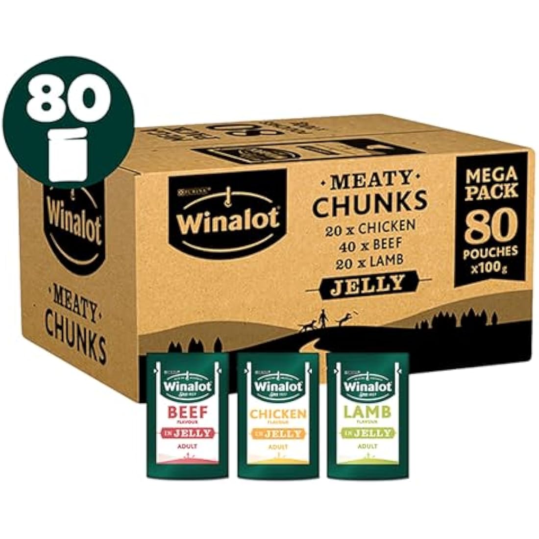 Winalot Meaty Chunks Mixed in Jelly Wet Dog Food 80x100g