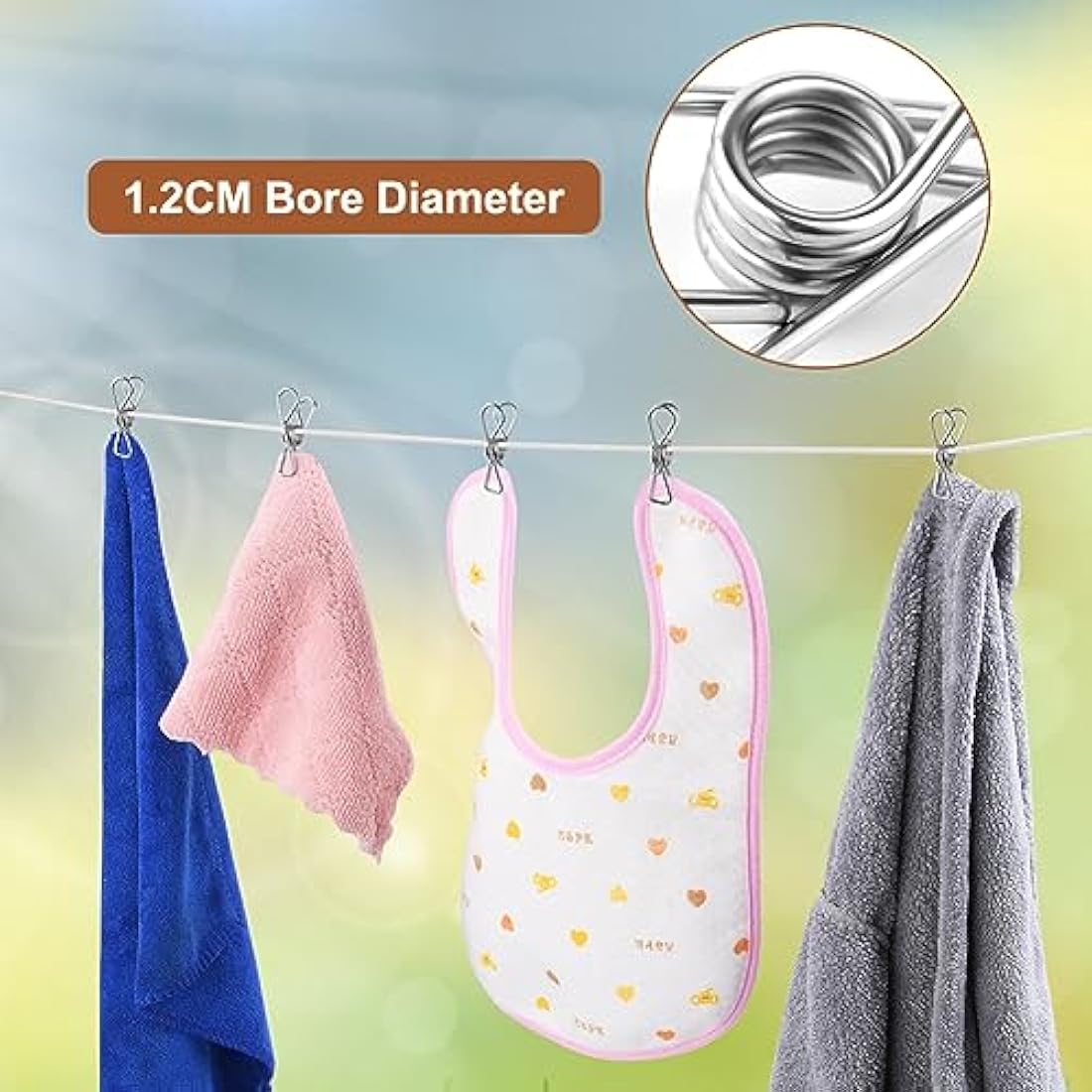 Vicloon Clothes Pegs Chip Clips, 100 Pcs Stainless Steel Clip Pin, 4.5CM Strong-Grip Metal Laundry Clips for Washing Line, Clothes Sock Hanger, Kitchen, Office
