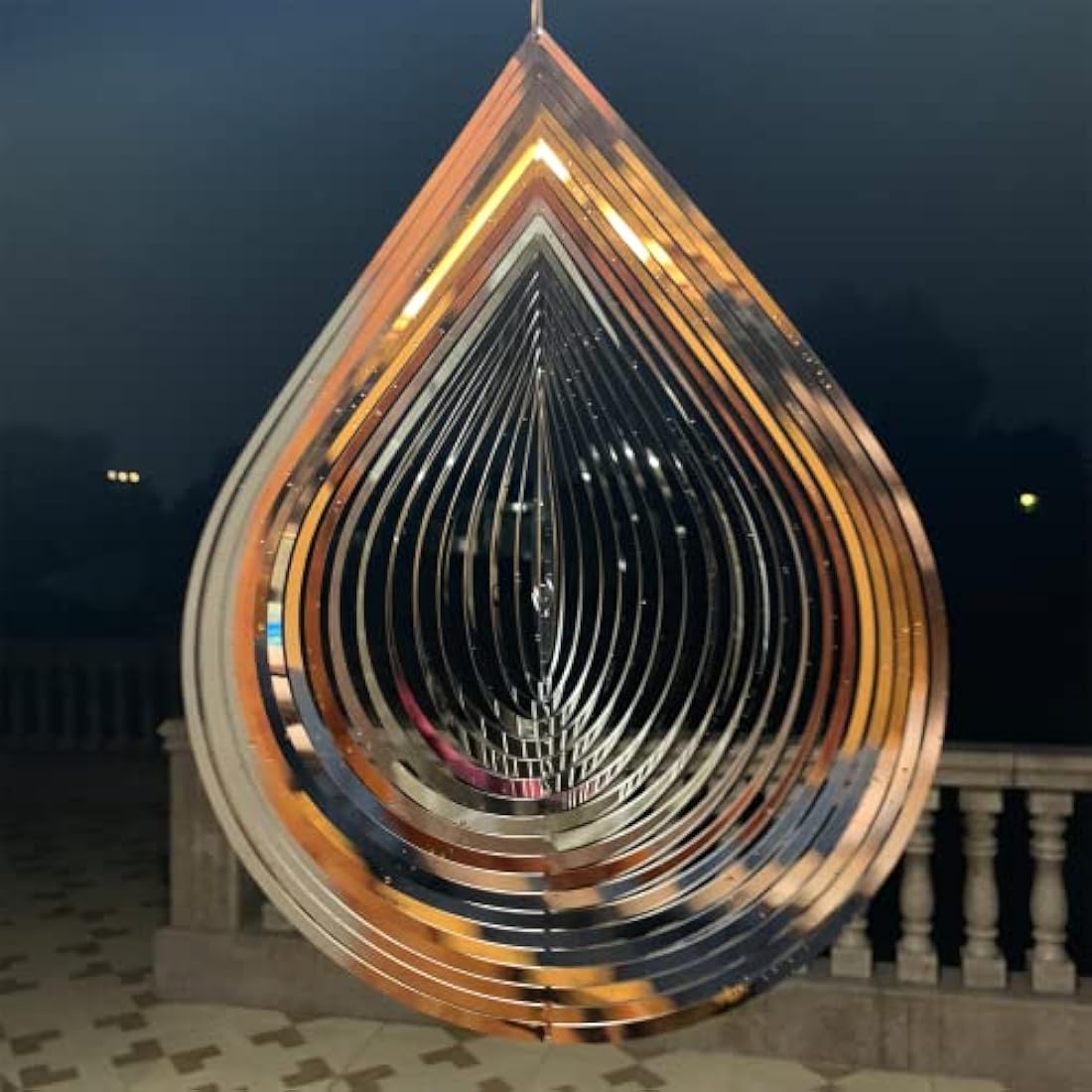 Kexsscai Wind Spinner 3D Stainless Steel Metal Sculptures Decorations, 3D Water Droplets Metal Wind Sculptures & Spinners for Indoor Outdoor Garden Decoration 12inch