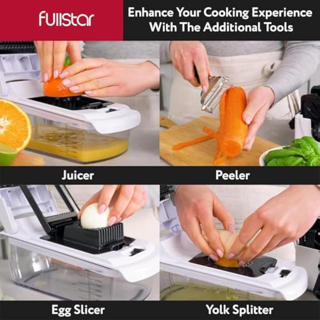 Vegetable Chopper Vegetable Cutter - Veggie Onion Salad Food Chopper Manual - Potato Chipper - Veg Chopper and Dicer - Kitchen Tools & Gadgets (9-in-1 White)