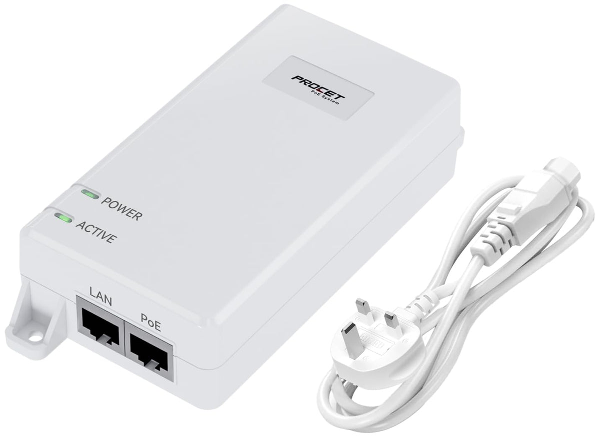 PROCET 10 Gigabit PoE Injector 60W IEEE802.3BT Standard Compliance for eero PoE 6/UniFi U6 Enterprise, U7 Pro XGS, E7 Campus, Wireless Access Point,