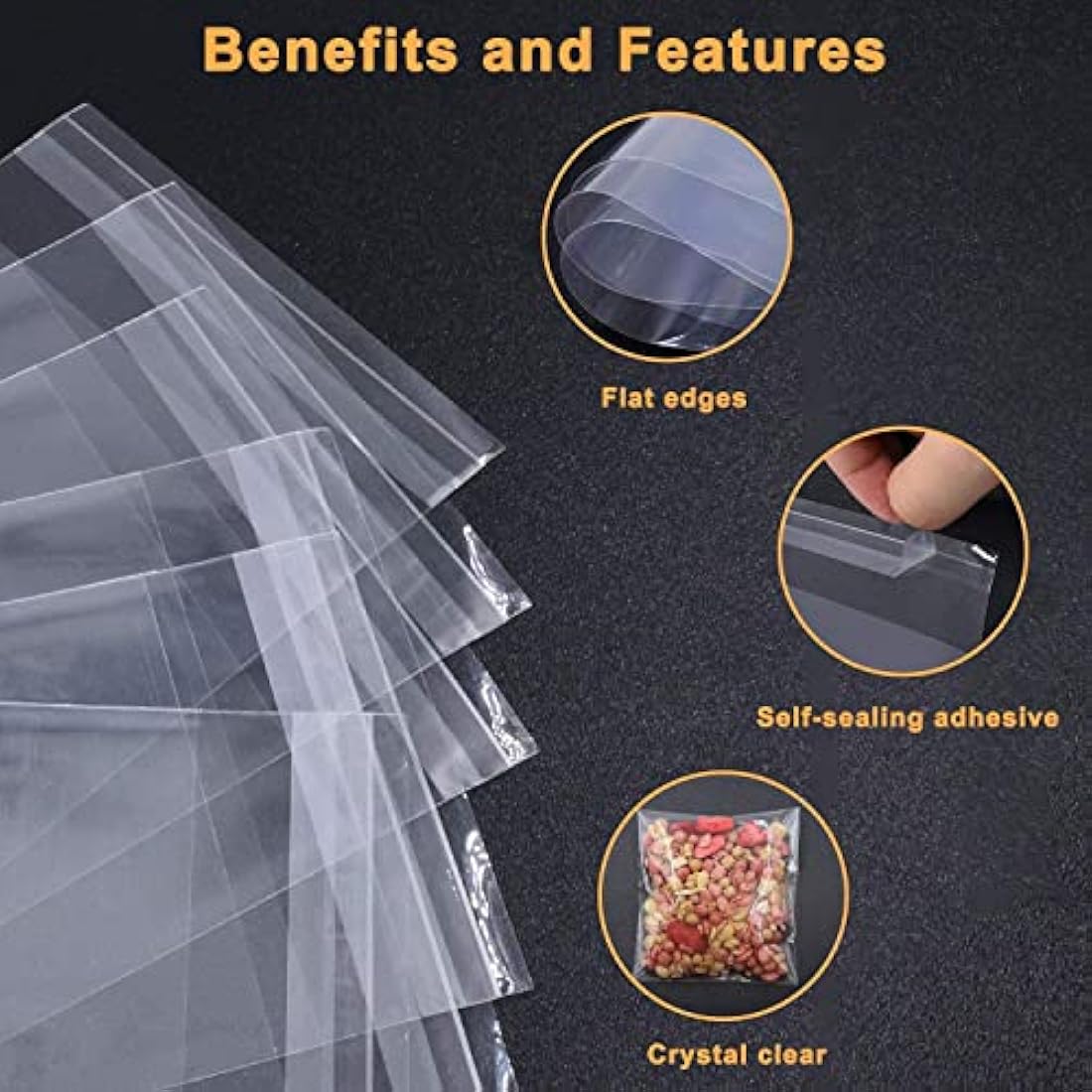Sabco - 100 Clear Display Bags- Cello Bags OPP- Self Seal Cellophane For Presentation - Food Safe -10 Sizes - Ideal For FBA Cards Envelopes Pictures (12 x 16")