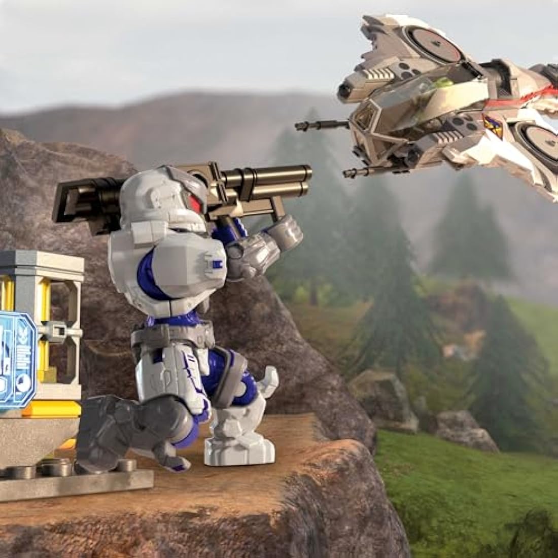 Mega Halo Action Figure Building Toy, UNSC Arctic Burn Wasp with 342 Pieces and 2 Poseable Figures, for Collectors