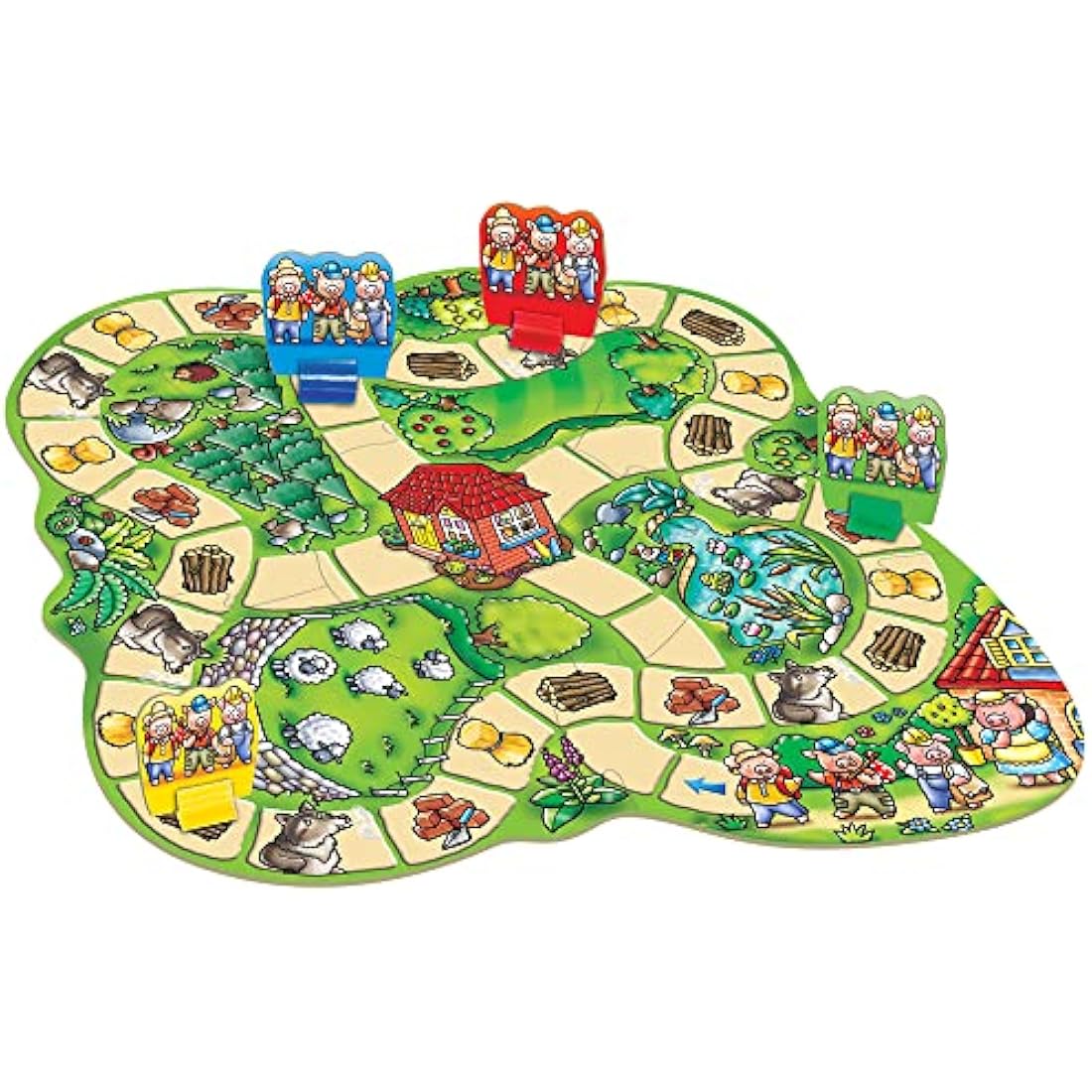 Orchard Toys Three Little Pigs Game, Fun Board Game for Children Age 3-6, Family Game Toy, Assorted Colours Lime Green
