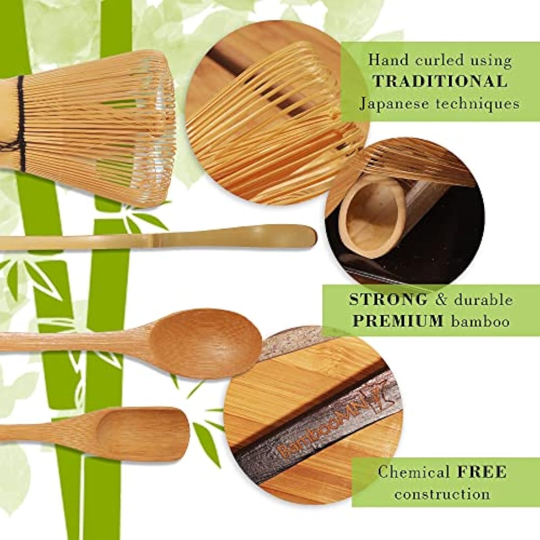 BambooMN Brand - Matcha Bowl Set (Includes Bowl, Rest,Tea Whisk, Chasaku, & Tea Spoon) 1 Set Pink