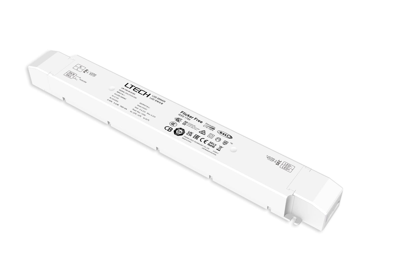 LIGHTEU, DALI DT6/DT8 150W 24V DC 6.25A LED dimmable color temperature adjustable driver transformer power supply,DALI-2 DT6/DT8