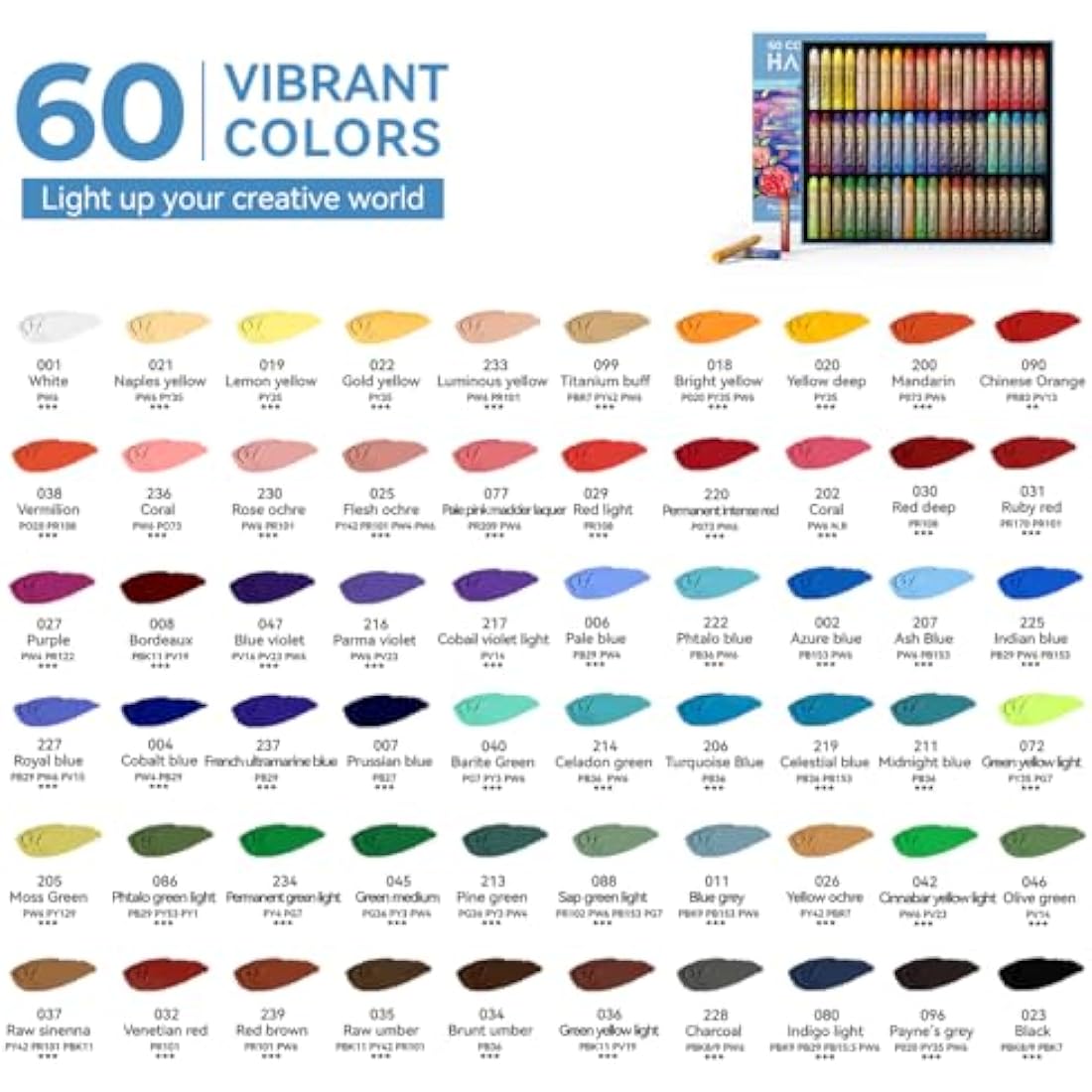 Paul Rubens Oil Pastels, 60 Colors HaiYa Artist Soft Oil Pastels Vibrant and Creamy, Art Supplies for Artists, Beginners, Students, Art Painting Drawing(New Package)