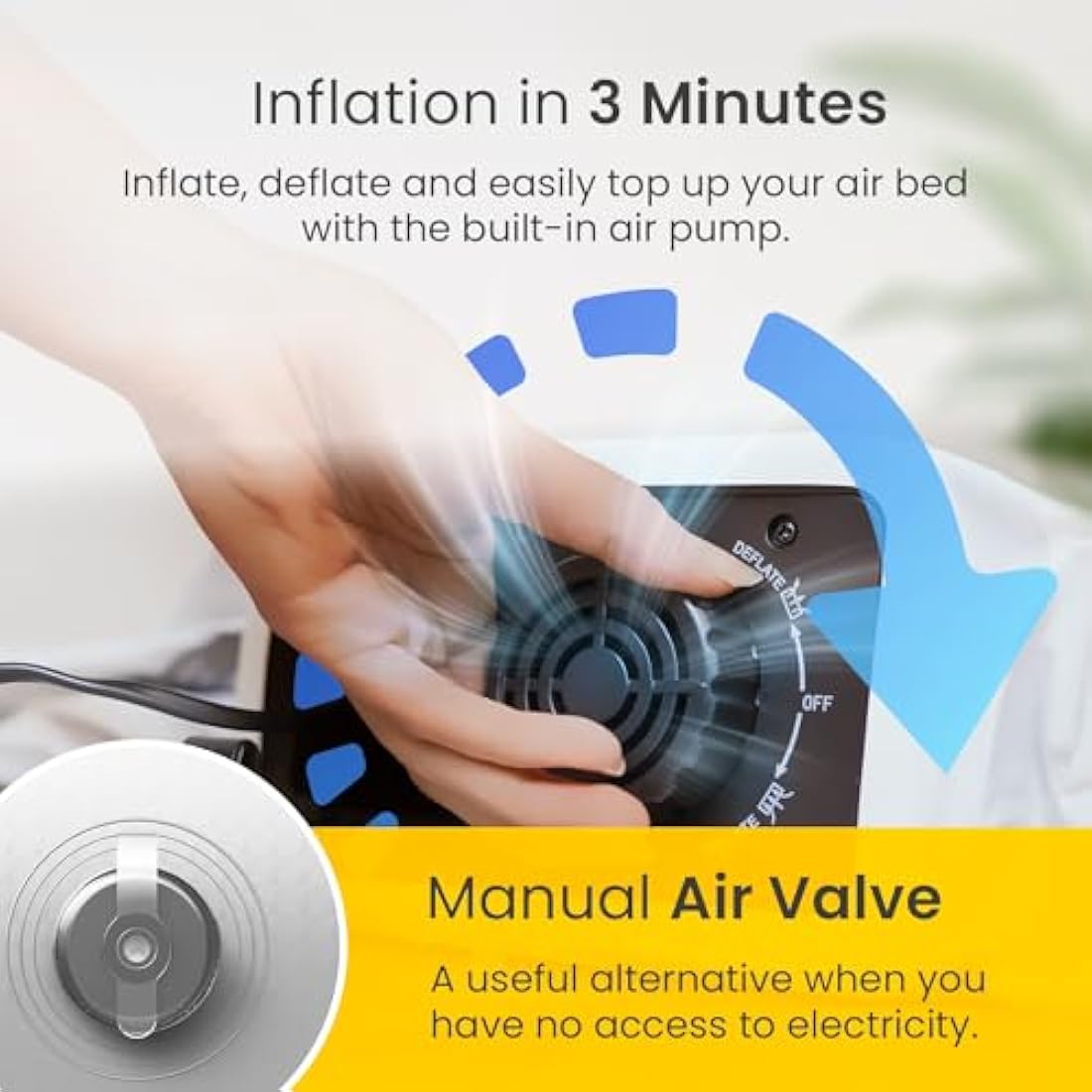 Cosi Home Premium King Size Air Bed with Built in Pump, Blow Up Mattress with Flocked Top, Integrated Pillow & Storage Bag. Best inflatable bed for Guests, Camping & Home Use. ‎203 x 152 x 48cm, White