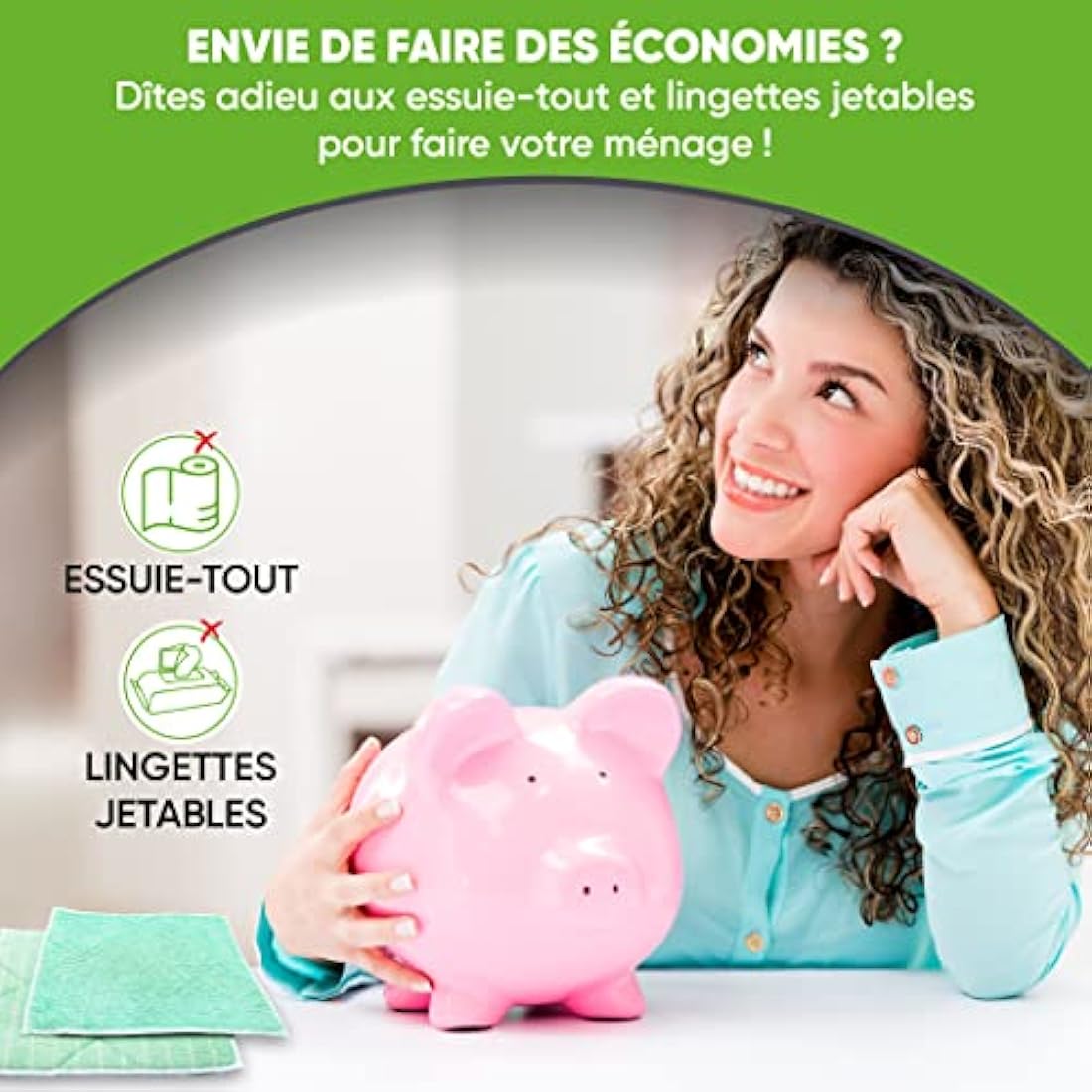 Kit de 10 Chiffons Bambou Microfibres, Lavettes et Eponges Lavables Qualité Premium - Nettoyer Vitres Sans Traces, Voiture, Plaque de Cuisson, Inox, Lunettes, Moto – Essuie-Tout Magique Anti Poussière