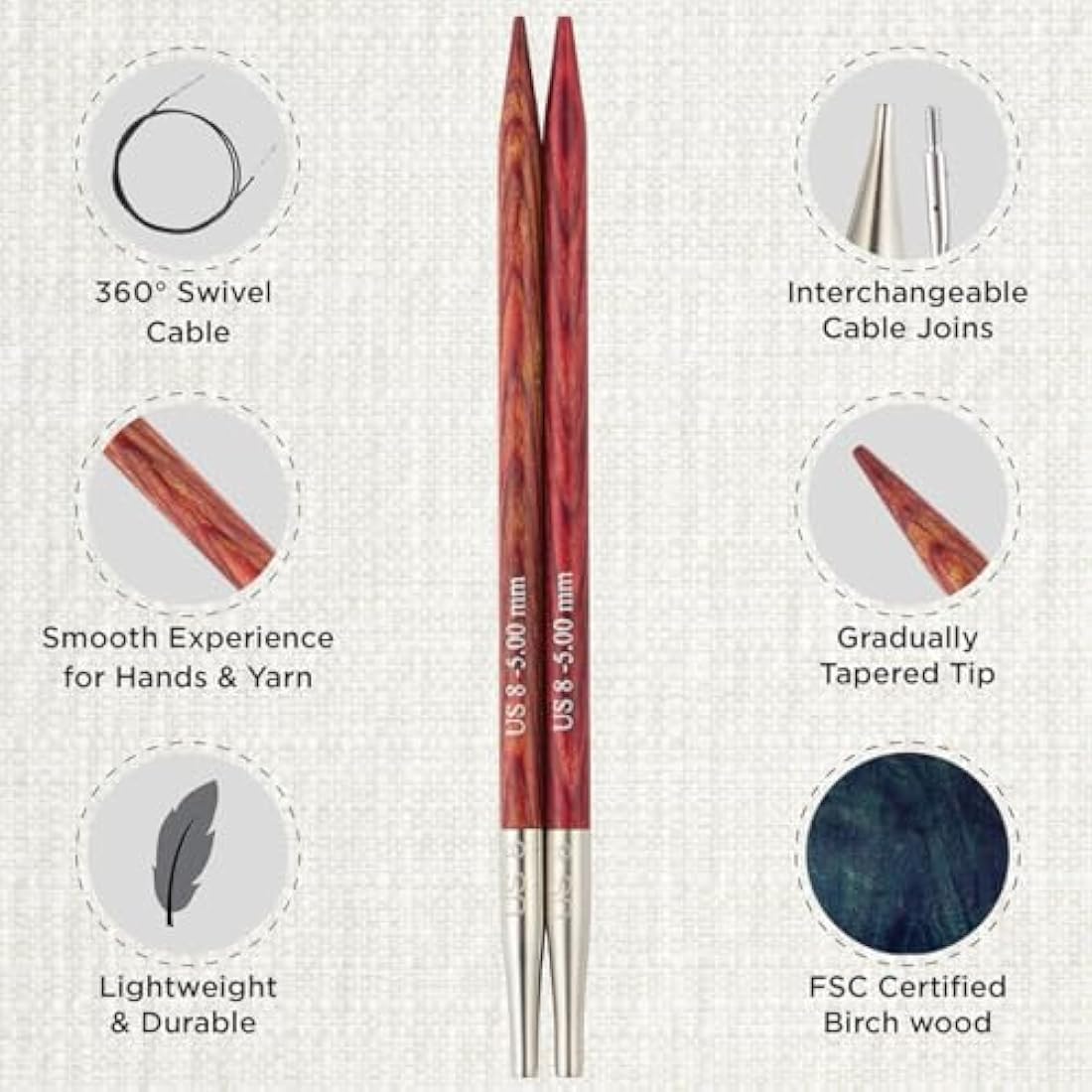 KnitPro Dreamz Starter Interchangeable Circular Needle Set 5" (13cm) | 5 Sizes (3mm to 5mm)
