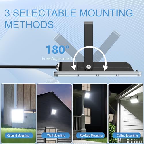 YIQIBRO LED Security Lighting Floodlight 100W - 10000LM IP67 Waterproof Outdoor Flood Lights Mains Powered, 7000K Cold White Outside Lights Mains Powered for Garden, Patio, Yard(2 Pack)