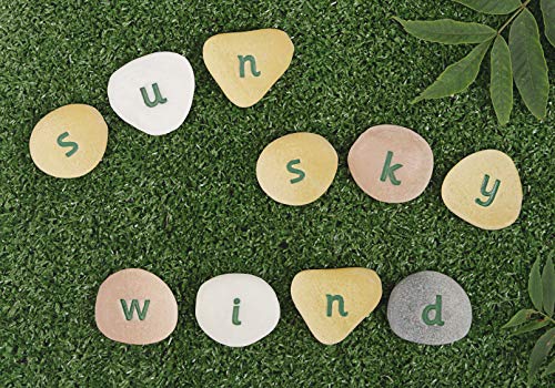 Yellow Door Alphabet Pebble Word-Building Set | ABC Spelling lowercase letter Stones | Educational Toy for kids age 2 3 4 5 | Durable Outdoor Learning | Set of 50 | phonics and CVC words | literacy