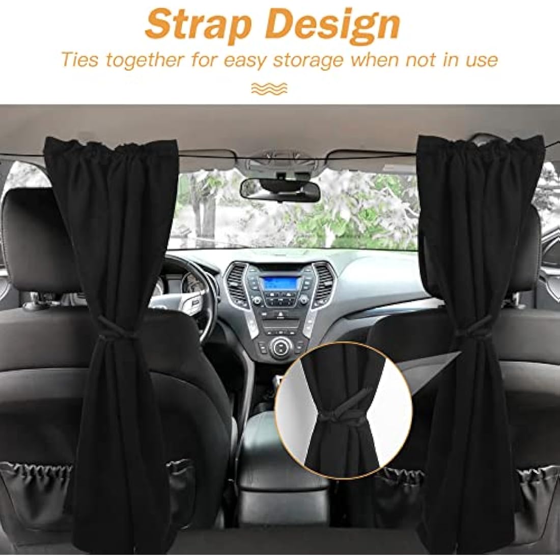 ZATOOTO Campervan Car Divider Privacy Curtains (56 * 33inch) Suede Fabric Blackout Front Rear Side Window Covers Sun Shades,Removable Magnetic Van Car Camping Curtains (Black)