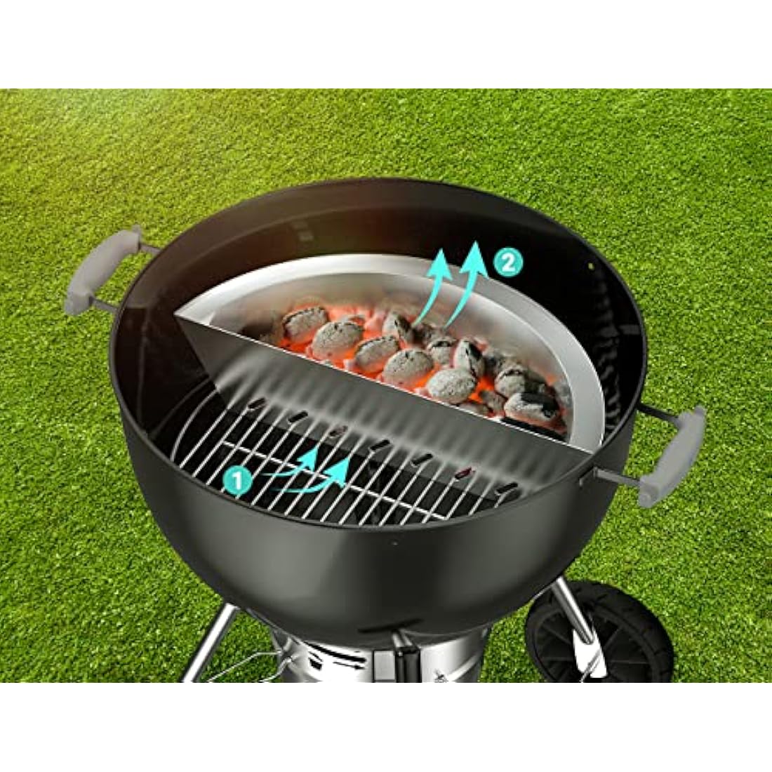 Onlyfire Contoured Stainless Steel Char-Basket Charcoal Briquet/Charcoal Fuel Holder for 57-67cm Kettle Grill