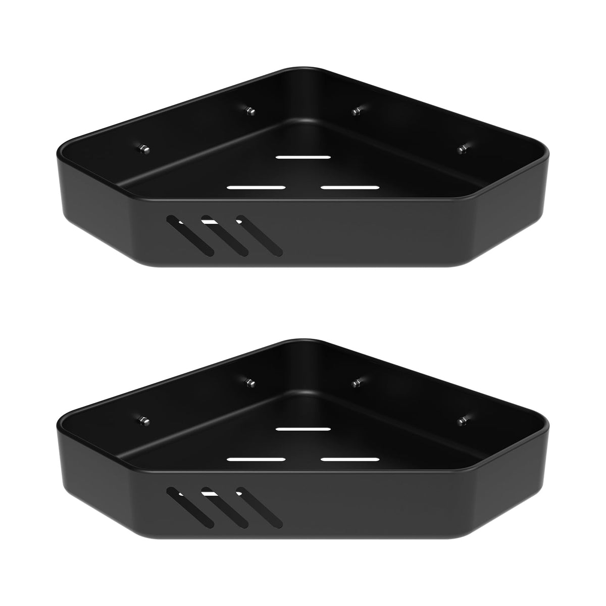 Ibergrif M34034B Shower Caddy Corner, Bathroom Corner Shelves, Bathroom Storage Shower Organizers, Self Adhesive or Wall Mounted, 2 Pack Black
