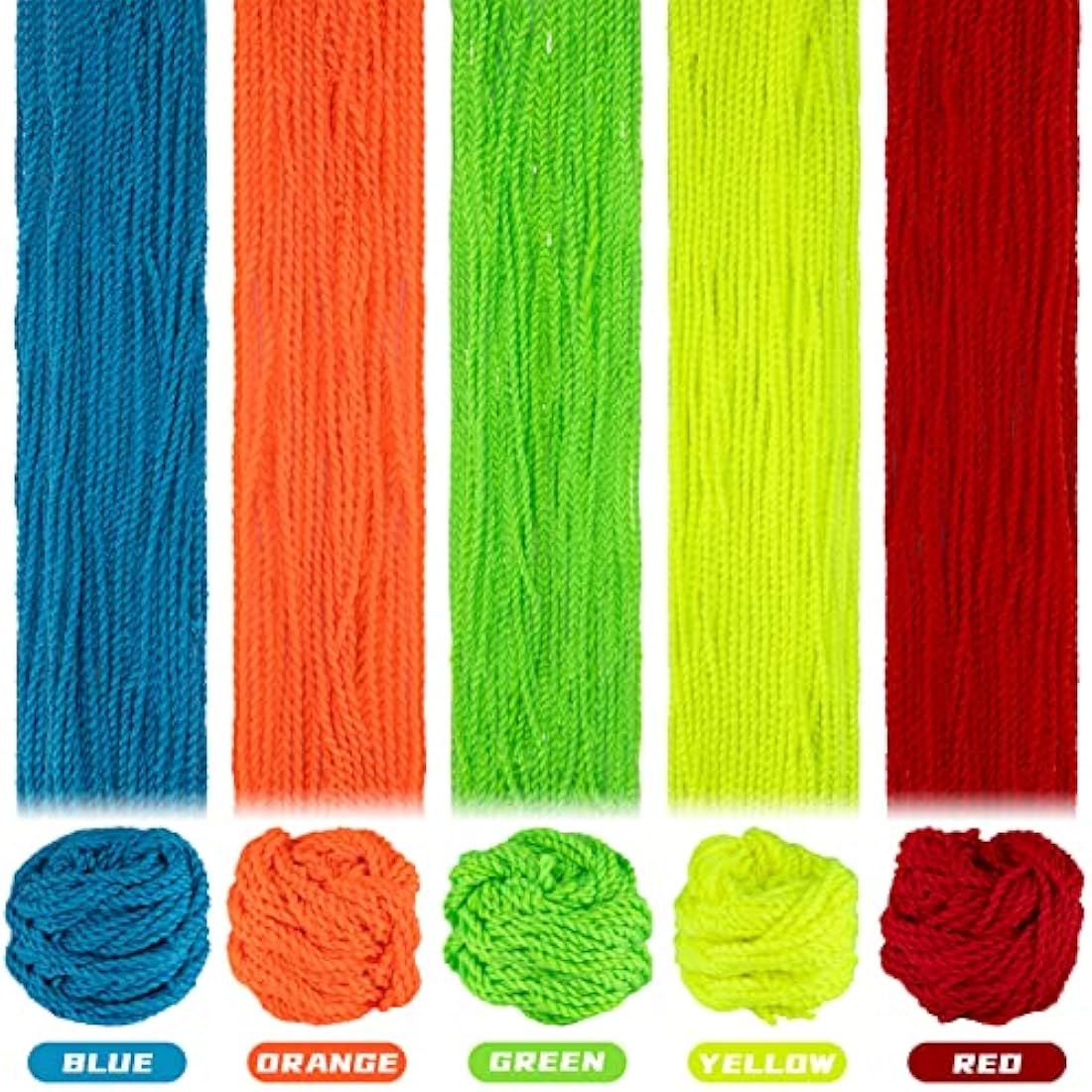 Yoyo Strings Professional 100% Polyester, Yo-yo String Pack of 25 - Yellow, Green, Blue, Orange, Red