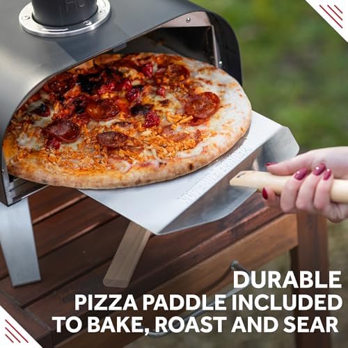 George Foreman Outdoor 12 Inch Wood Pellet Portable Wood Fired Pizza Oven Black with Paddle and Carry Bag, BBQ Oven & Smoker, Foldable Legs GFWPPO1BPC