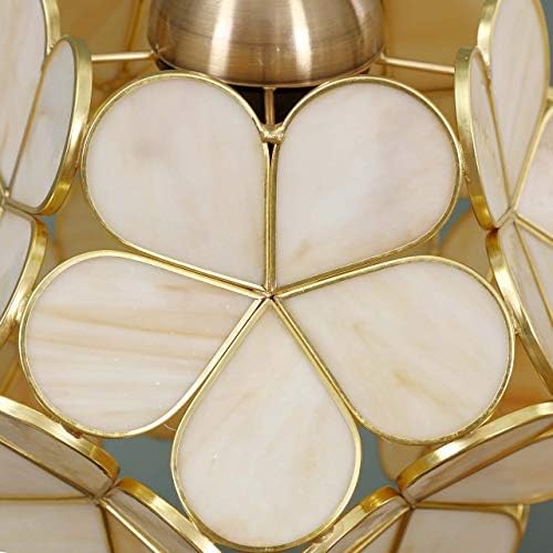 Bieye L30754 Tiffany Style Stained Glass Flower Petal Table Lamp with Brass Base for Home Décor (Cream, 8" Cherry Blossom)