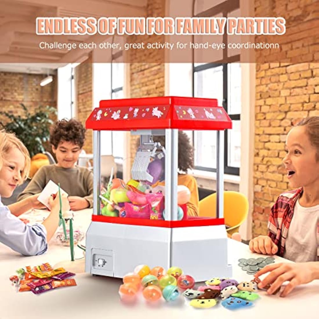 VISATOR Claw Machine Arcade Game Candy Grabber Machine Mini Vending Machine For Kids Gumball Machine Sweet Grabber Machine Prize Sweet Dispenser Grab Machine For Party Birthday For Girls Boys