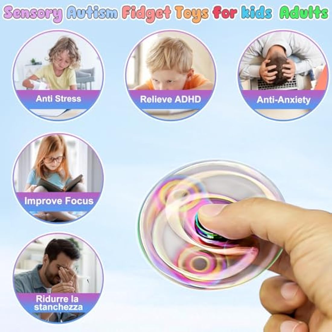 Vunake Fidget Spinner Fidget Toys Hand Spinner for Kids Adults Stainless Steel Bearing High Speed 3-5 Min Spins Precision Brass Tri Finger Gyro Toy EDC ADHD Focus Anxiety Stress Relief Sensory Toys