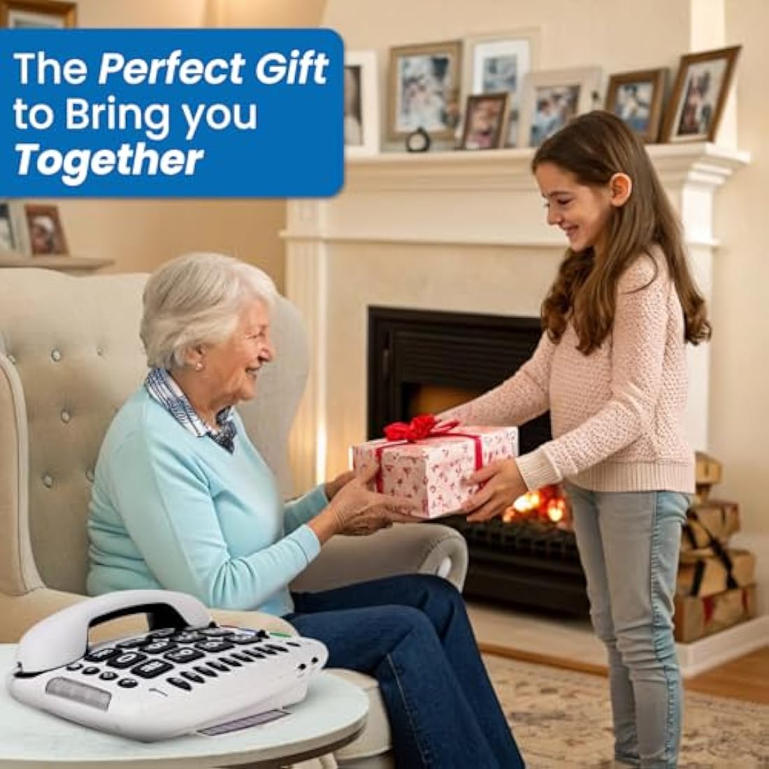 Geemarc CL100 - Big Button Corded Telephone with Loud Receiving Volume and One-touch Memories for Seniors - Hearing Aid Compatible - Low to Medium Hearing Loss - UK Version