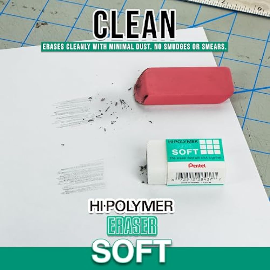 Pentel Hi-Polymer Soft Eraser, 36 Pack