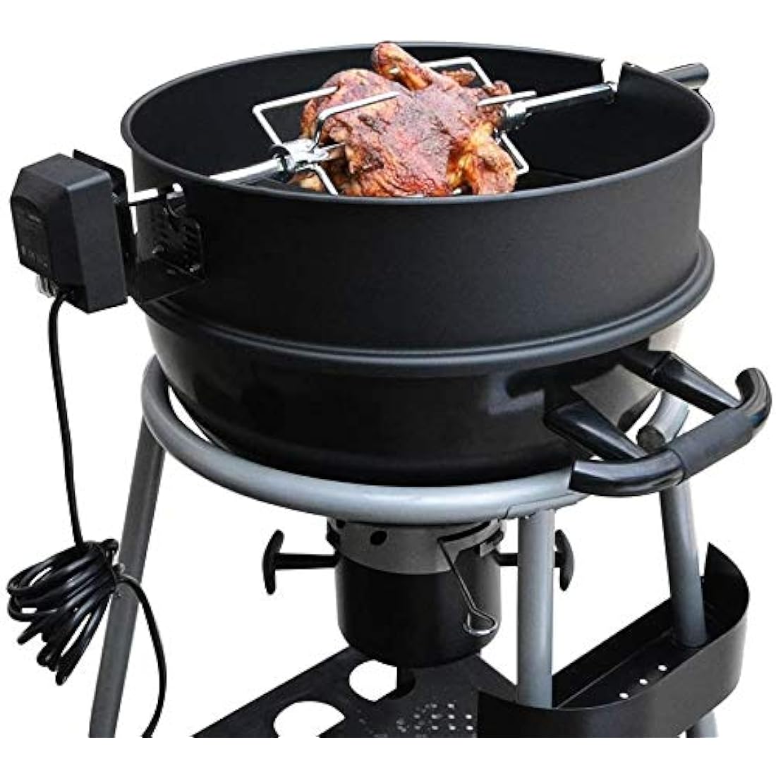 Onlyfire BRK-6025 Enamelled Rotisserie Ring Kit Fits Weber 57CM Charcoal Kettle Grill with Electric Motor for UK fits Most Others 57 CM Kettle BBQ
